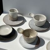 Modular Indonesian ceramic tableware service (6 elements + cups)