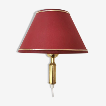 Vintage brass wall lamp with fabric lampshade, 80s