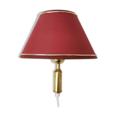 Vintage brass wall lamp with fabric lampshade, 80s