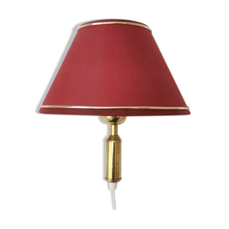 Vintage brass wall lamp with fabric lampshade, 80s