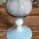 Vase on foot in opaline and vintage blown glass 30 cm