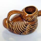Pitcher - duck-shaped vase in shiny Sarreguemines enamel slip.