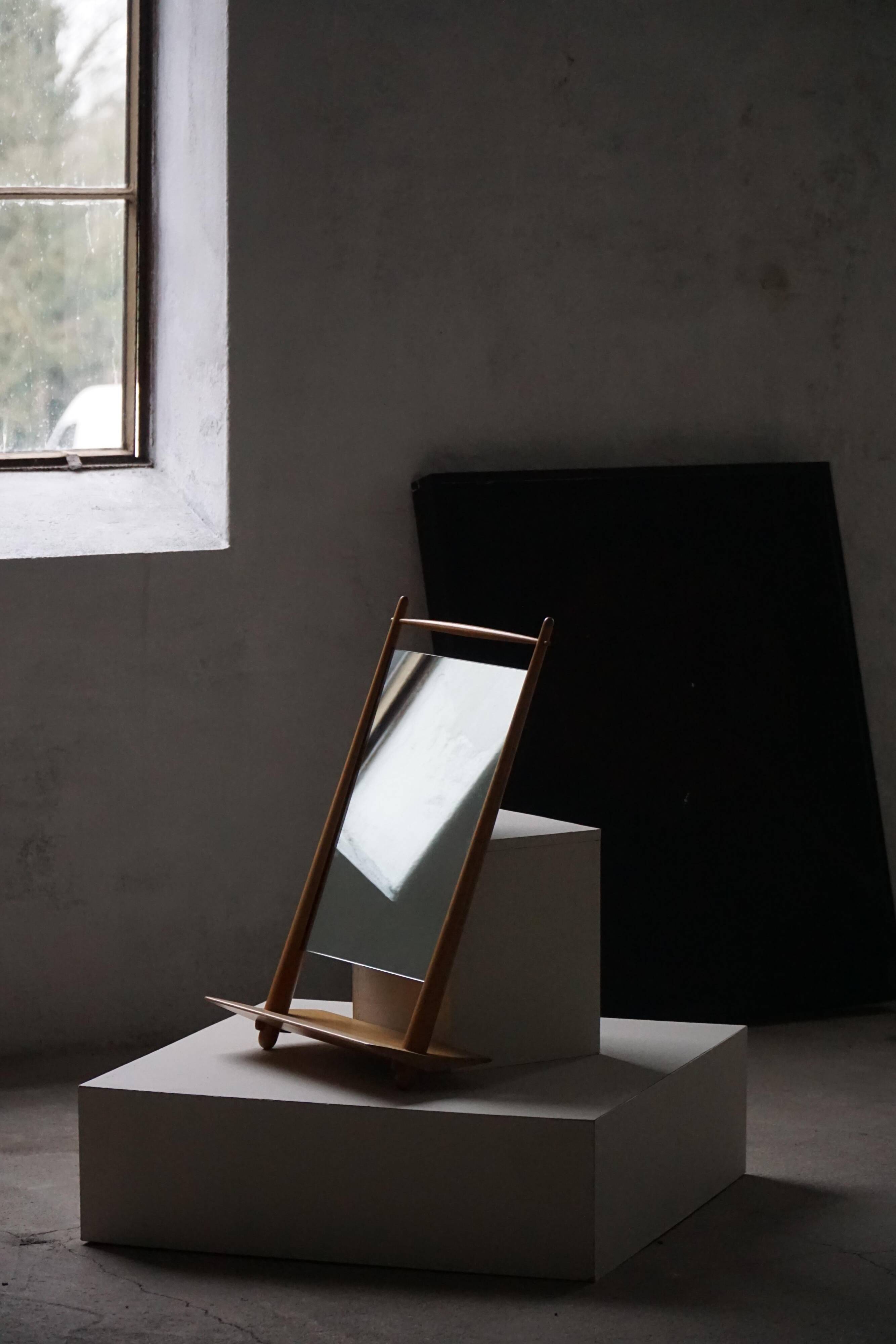 Mid-century Scandinavian floor mirror in wood, 1950–1960