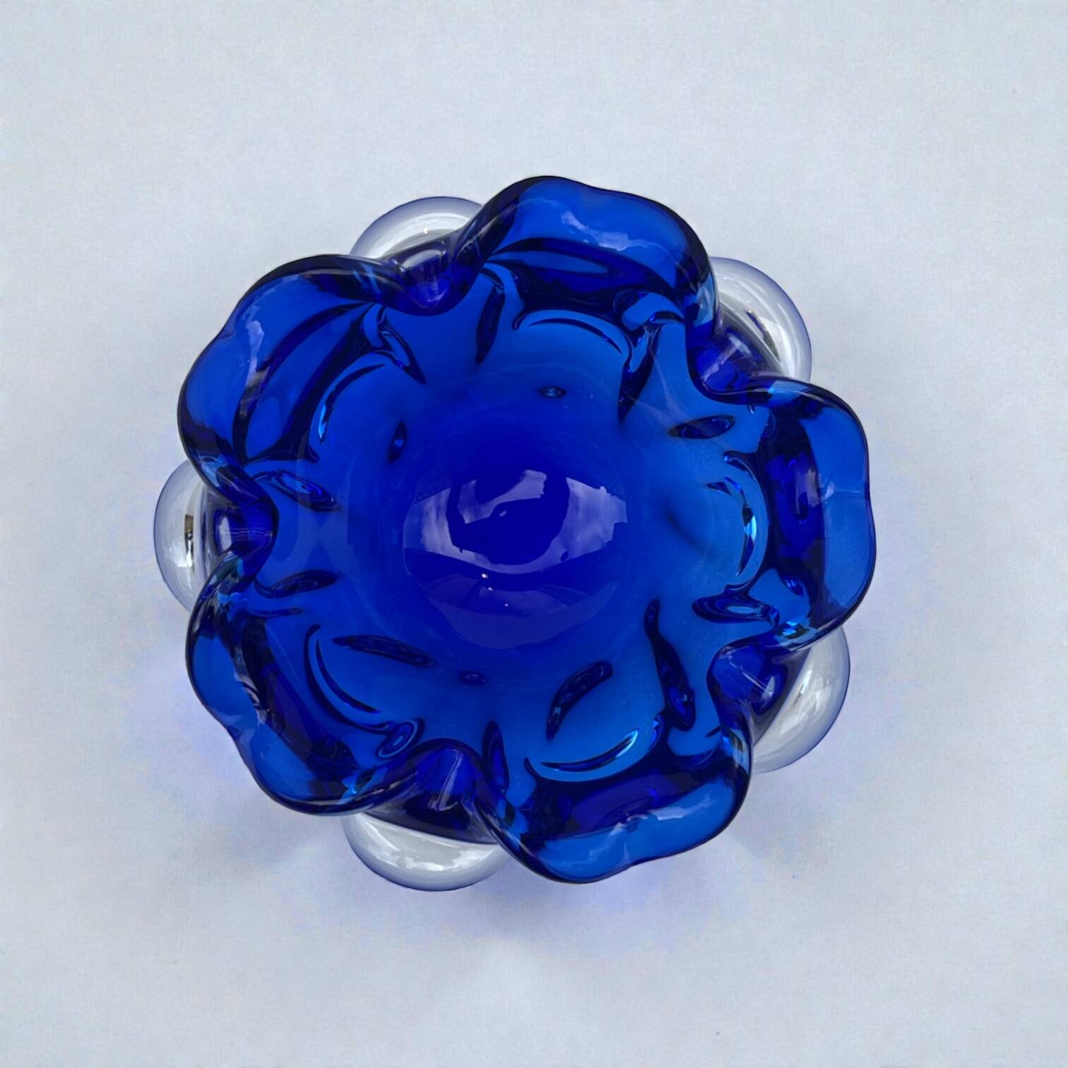 Large blue glass catchall - Murano Venice 1960