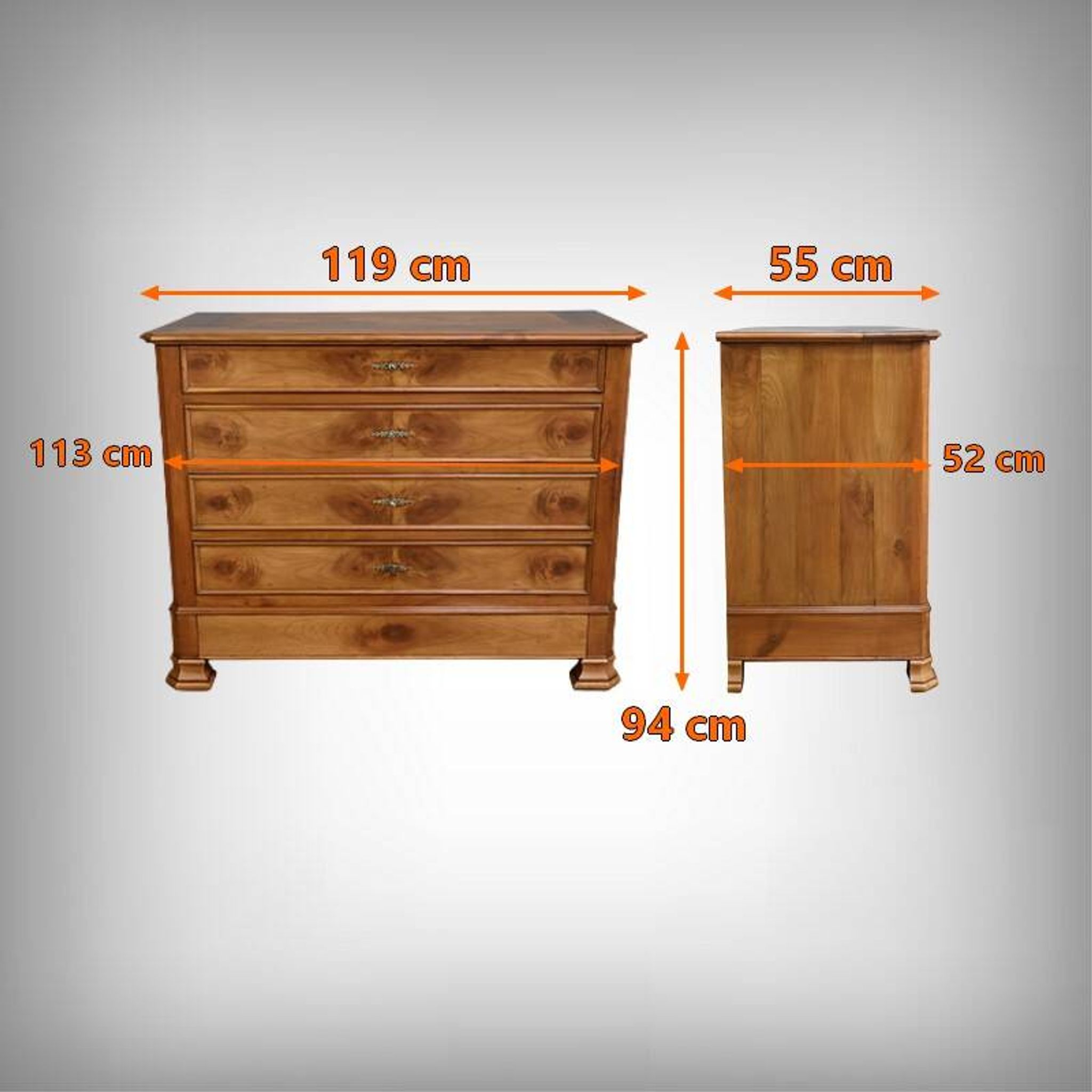 Cherry wood chest of drawers, Louis-Philippe style – 1900