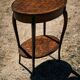 Oval coffee table in cube marquetry and bronze, Louis XV style.