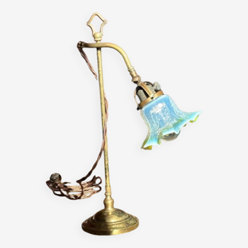 Lampe en verre en laiton Art Nouveau des années 1920