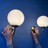 Set of 2 wall lights Hollywood Regency opal glass