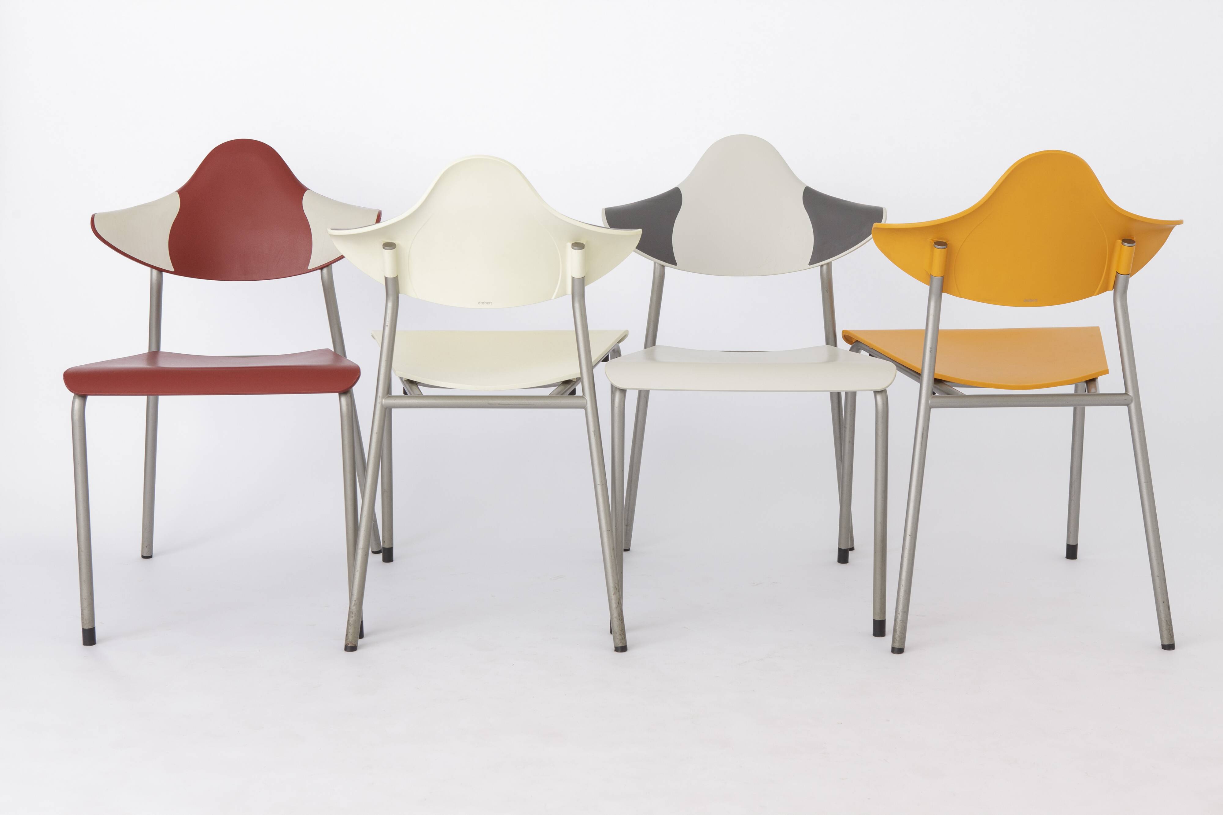 4 Stacking Chairs Vintage, Drabert by Samas Parlando, 1980s, Germany