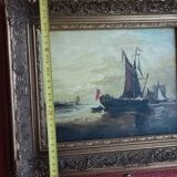 Old painting, signed seascape, late 19th century