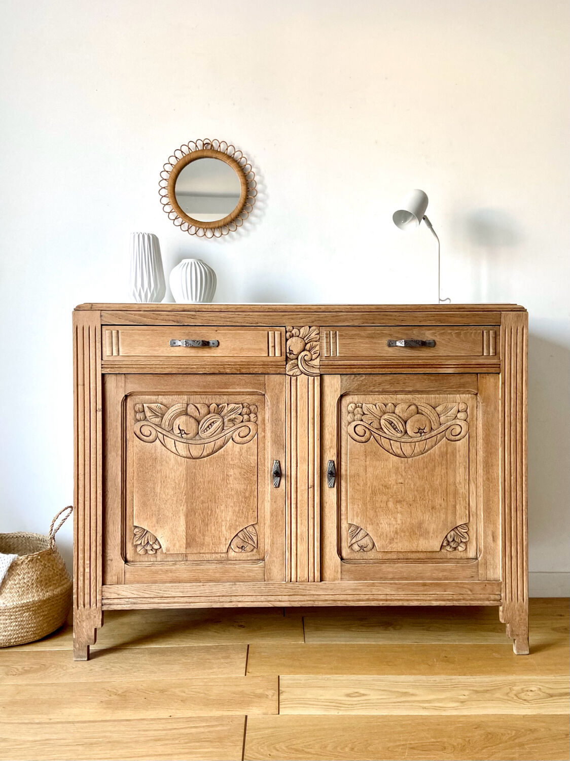Buffet Art Déco en chêne massif