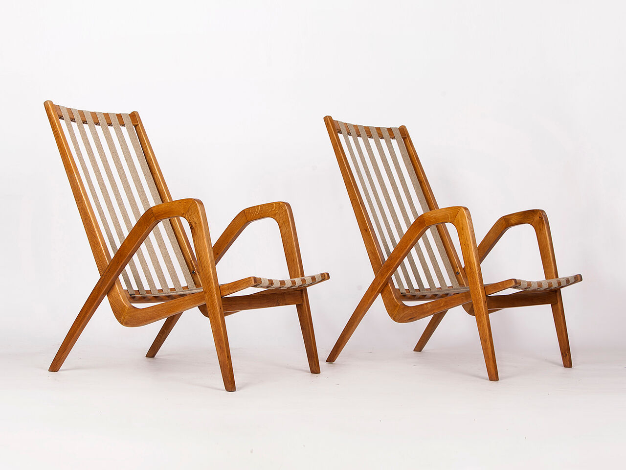 Midcentury Boucle Armchairs by Jan Vanek for ULUV, 1960s, Set of Two