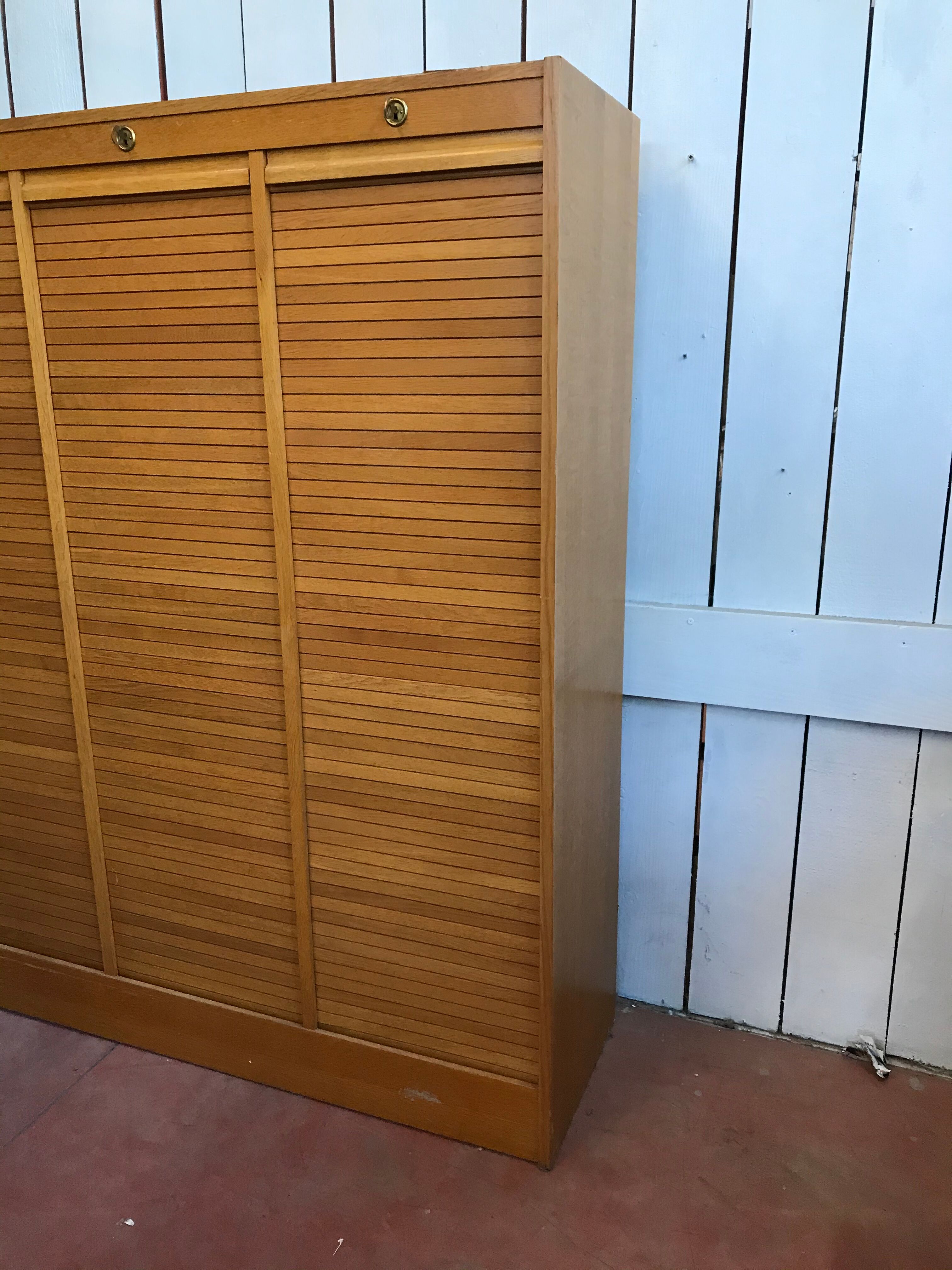 Triple oak notary filing cabinet