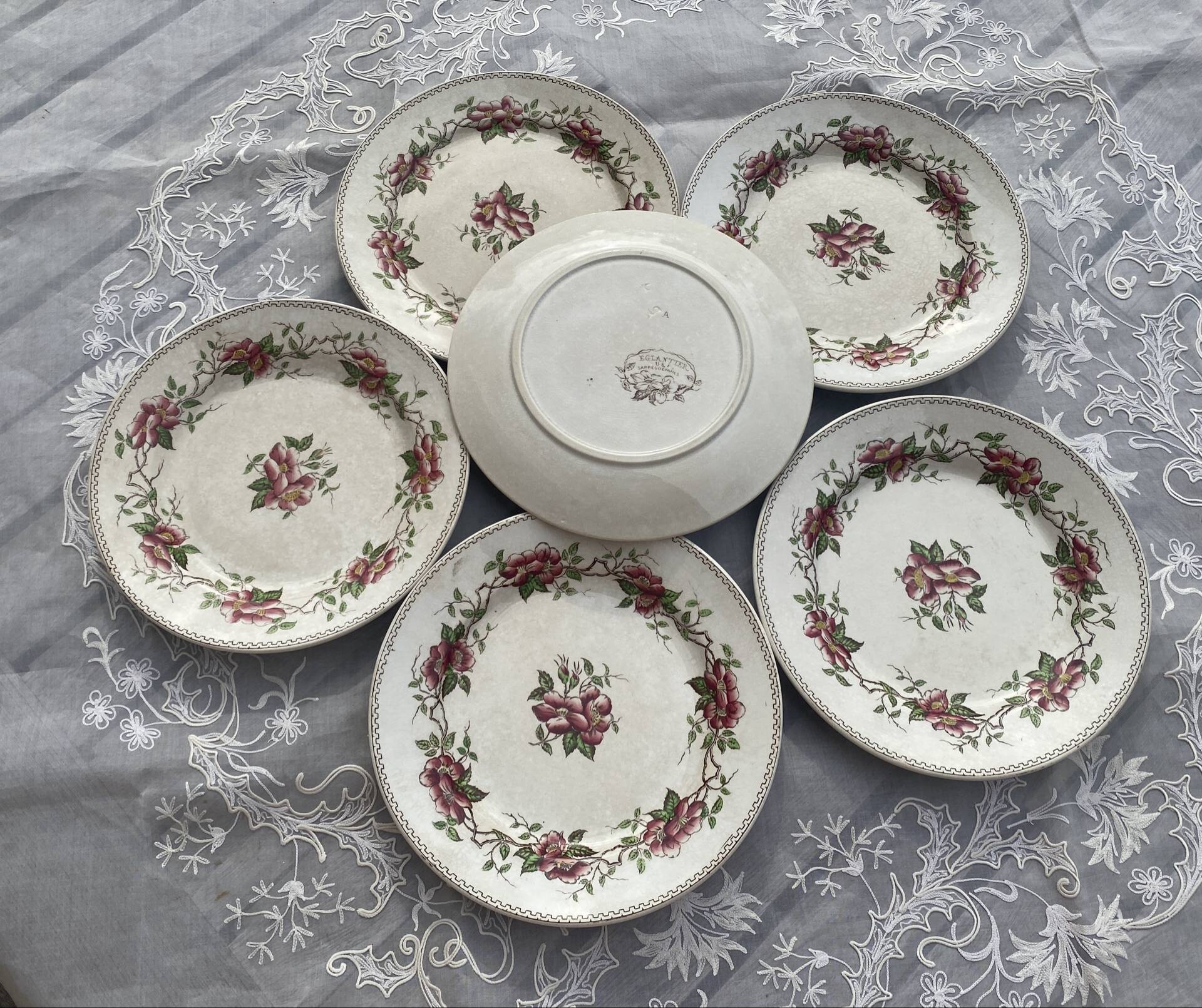 Lot de 6 assiettes à dessert polychromes Sarreguemines