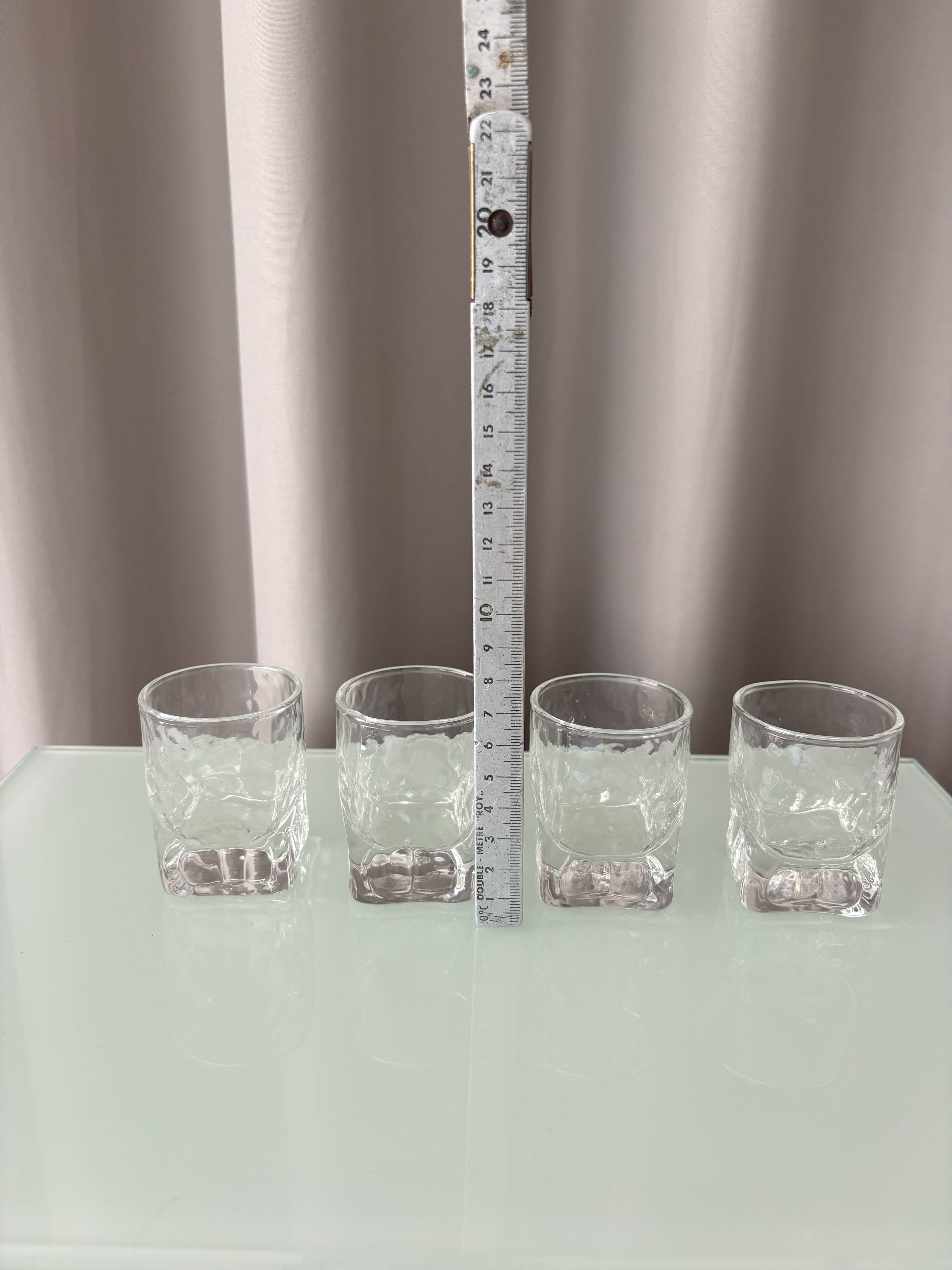 Set of 4 Vintage Brutalist Textured Shot Glasses