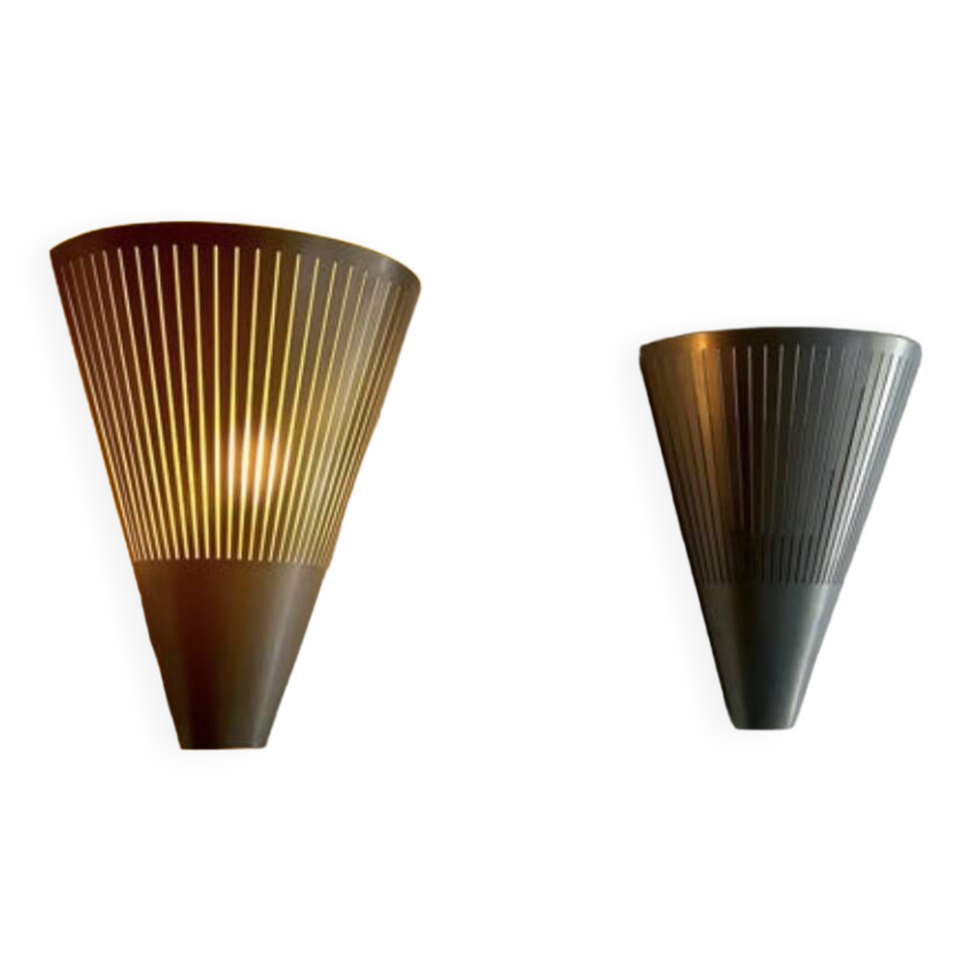 Pair of vintage striped metal wall lights 1970