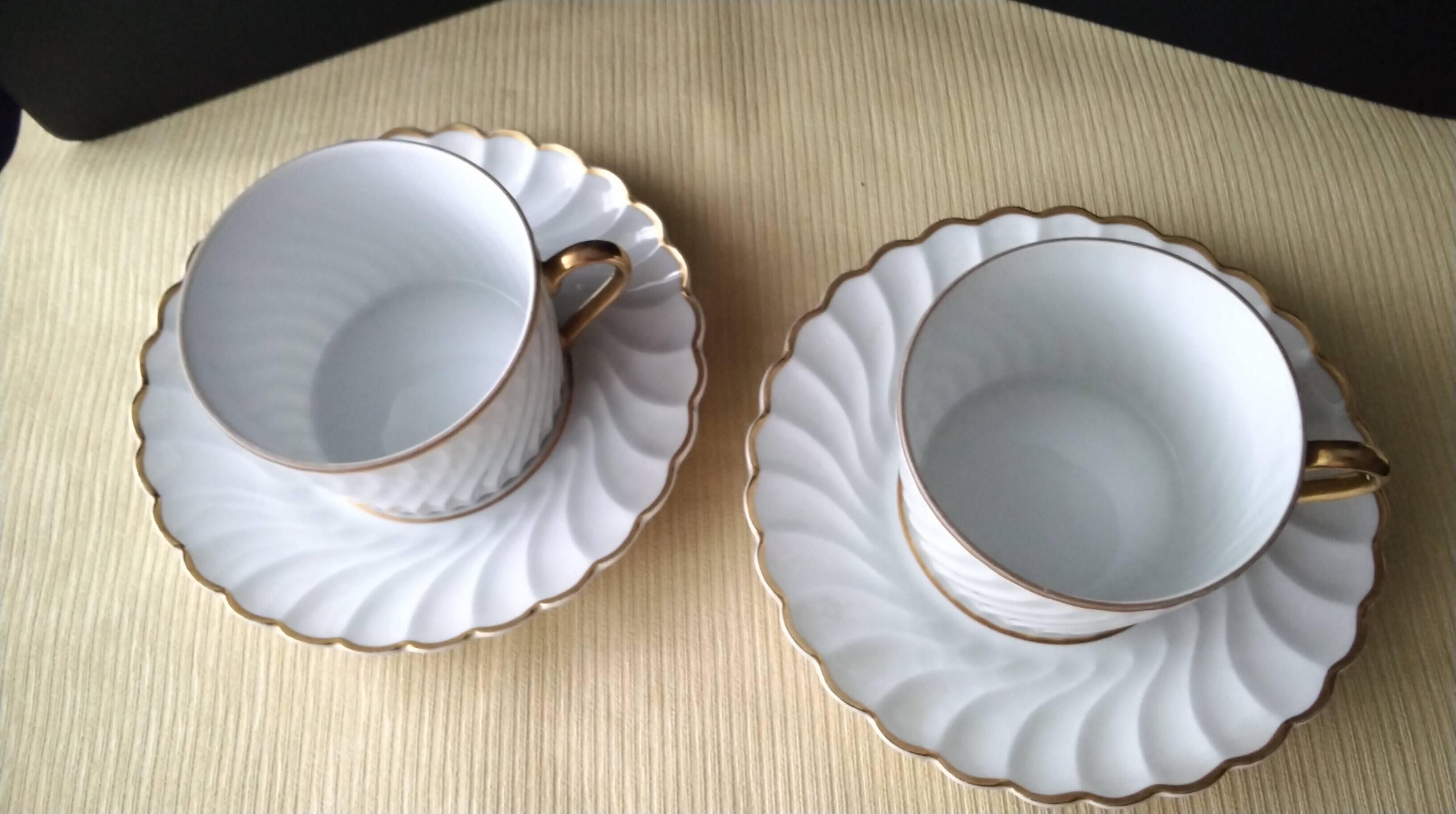 2 White Limoges Porcelain Breakfast or Chocolate Cups
