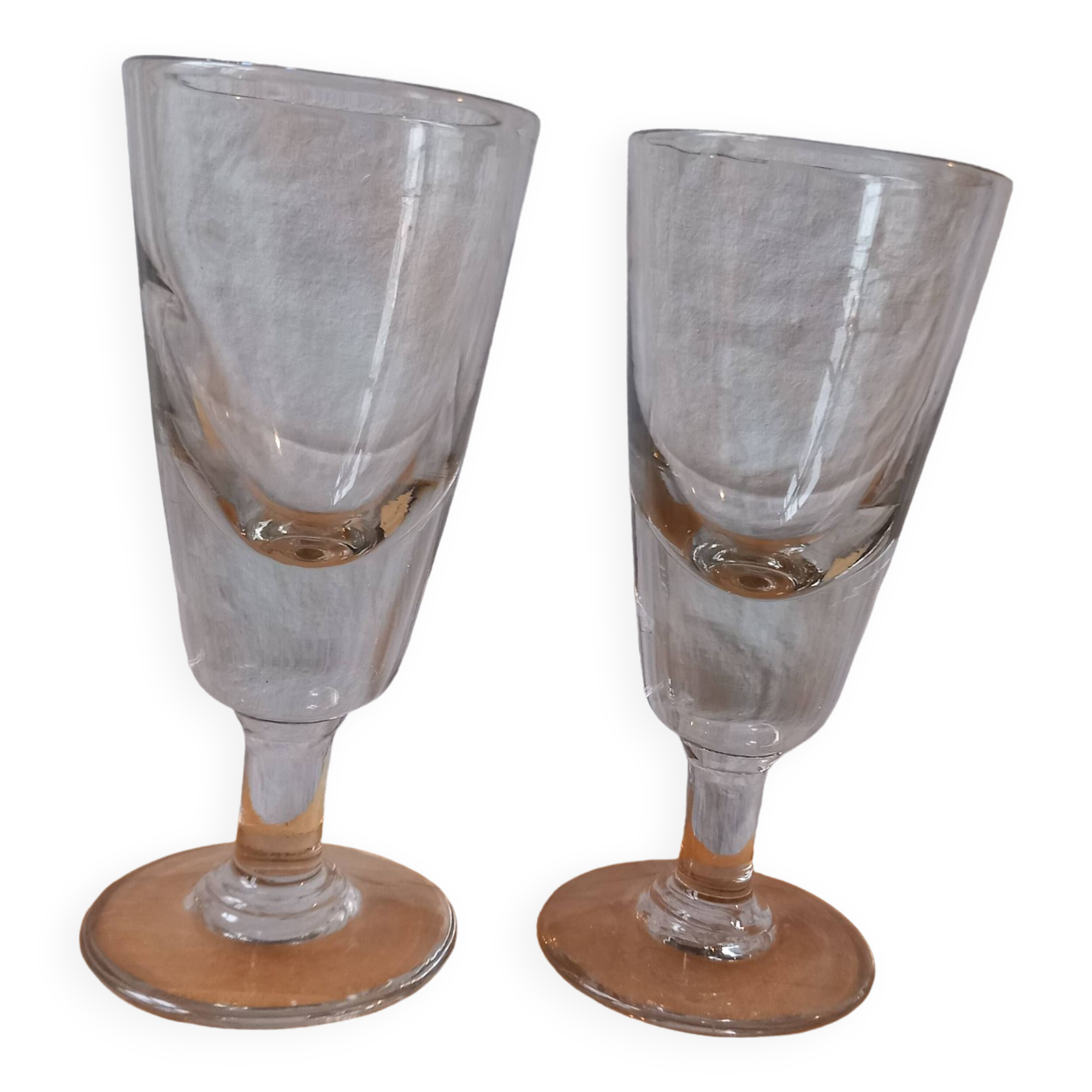 2 old mazagran coffee glasses or absinthe glasses