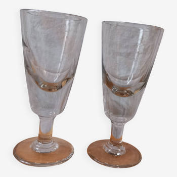 2 old mazagran coffee glasses or absinthe glasses