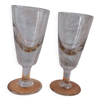 2 old mazagran coffee glasses or absinthe glasses