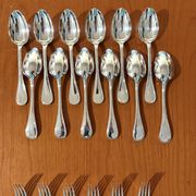 Christofle pearls, dessert cutlery 12 forks 12 spoons 17cm