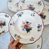 Lot de 6 Assiettes Creuses en Faïence de Sarraguemines Modèle Agreste