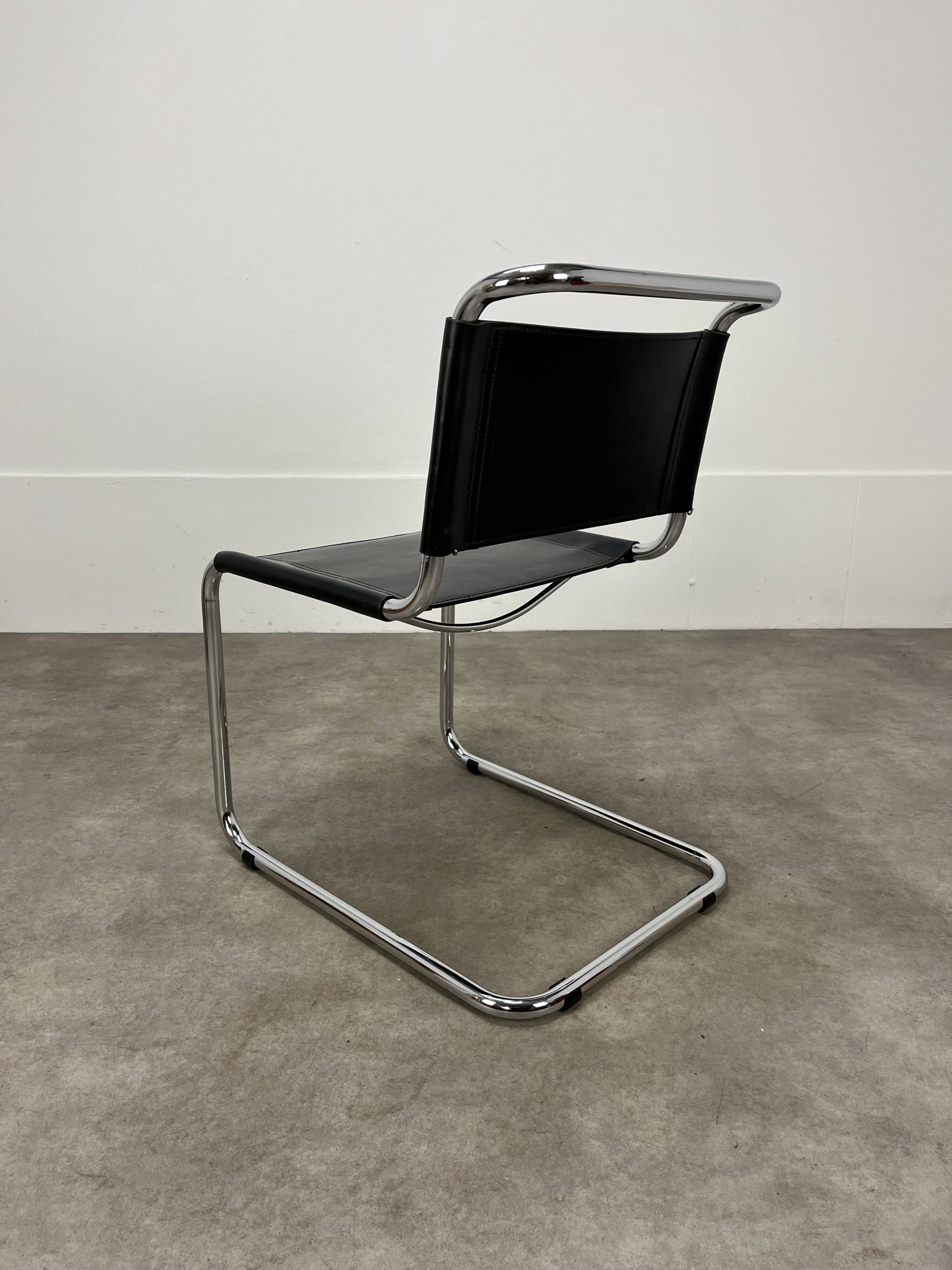 B33 chair black leather, 1980, Marcel Breuer