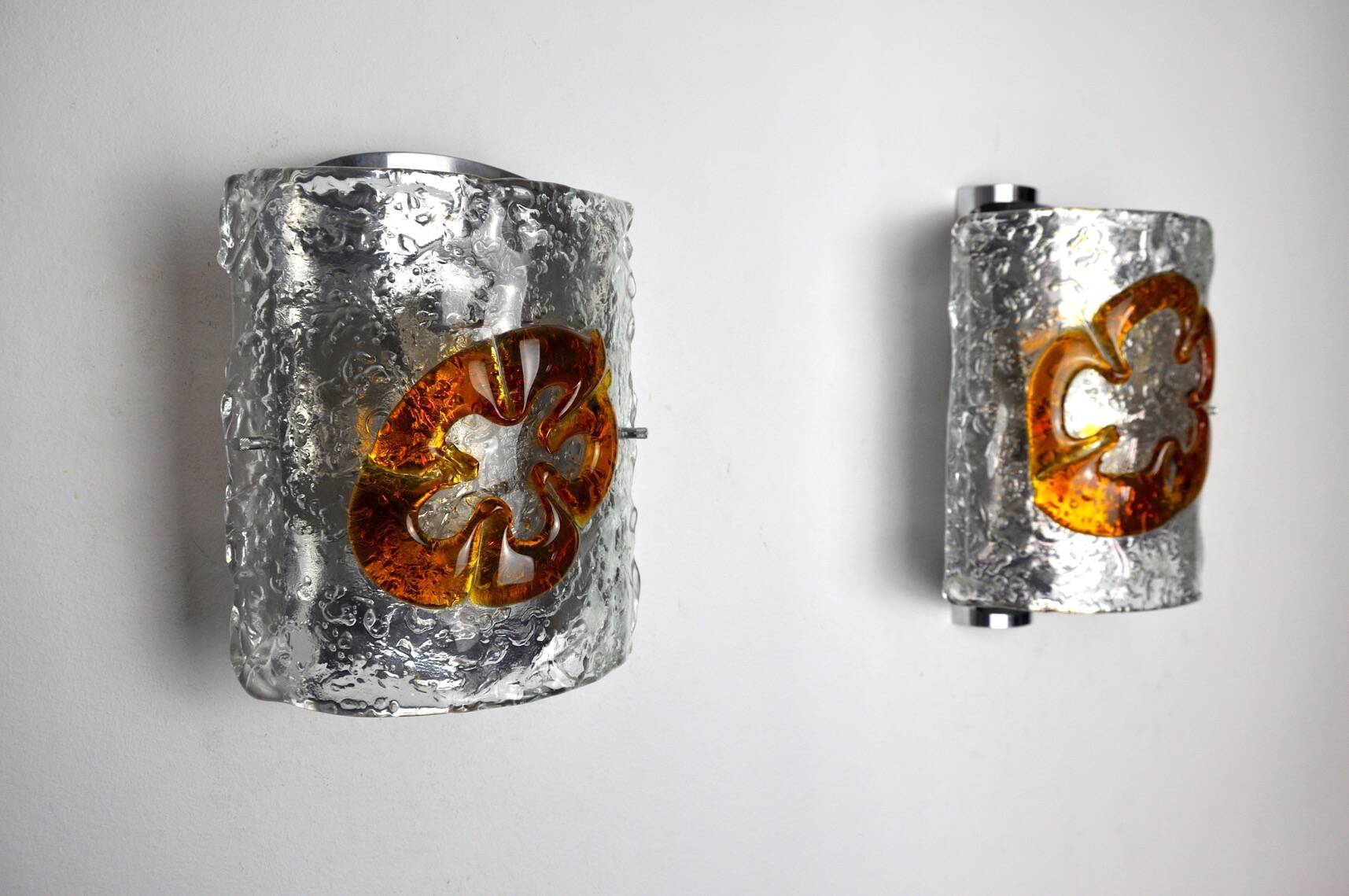 Pair of Mazzega Murano Space age wall lights Italy 1970