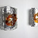 Pair of Mazzega Murano Space age wall lights Italy 1970