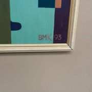 Original Swedish Oil on Canvas – "Abstract Still Life" by BMK (1993) – Signed – Vintage and Framed – 60 × 51 cm