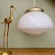 Vintage XXL art deco globe pendant light in white opaline