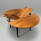 Vintage extendable round table in rosewood veneer – Ø110 cm