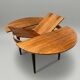 Table ronde vintage extensible en placage palissandre – Ø110 cm
