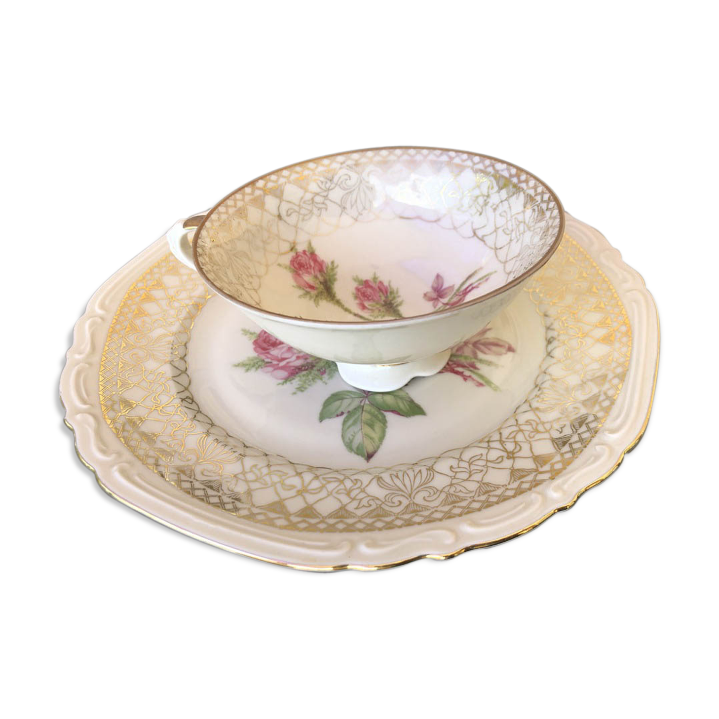 Old German porcelain cup and plate