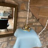 Vintage opaline blue pendant lamp