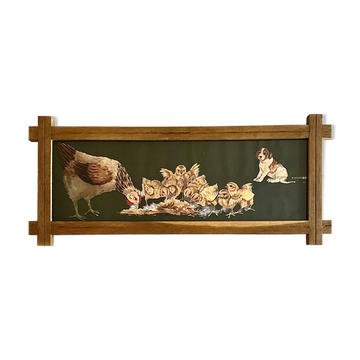 Large old print by Orens Denizard in its oak frame.