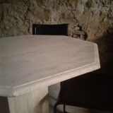 Octagonal table in travertine, 80s