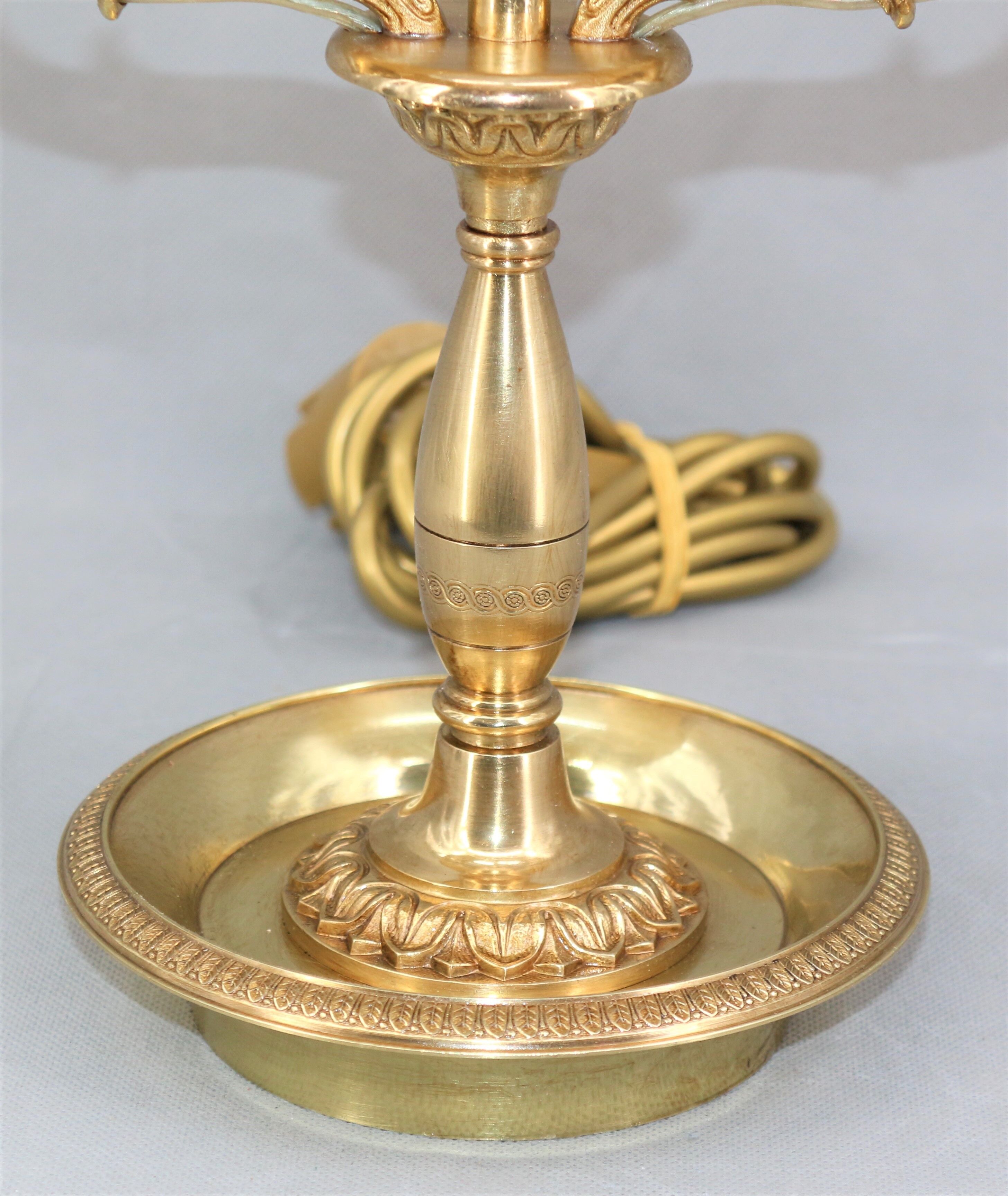Hot water bottle lamp in solid bronze gilded empire style Lucien Gau