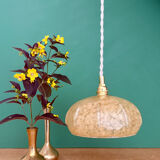 Vintage Art Deco glass pendant light in yellow from Clichy.