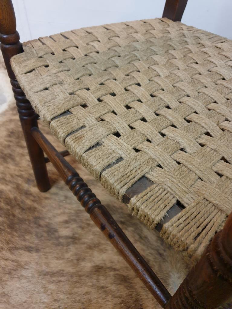 Wood armchair and braided rope