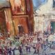 Oil on wood, “village festival”, Italy, 1960s