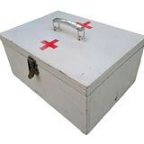 Portable pharmacy box made of vintage wood