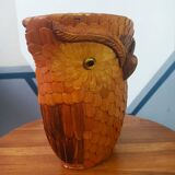 Vintage wall basket, wicker owl and bamboo