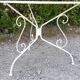 Salon de jardin 1 table 3 chaises 1 fauteuil fer forgé blanc ancien