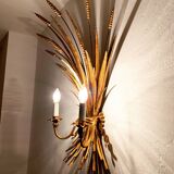 Gilded Italian Hollywood Regency metal wall lamp by Hans Kögl