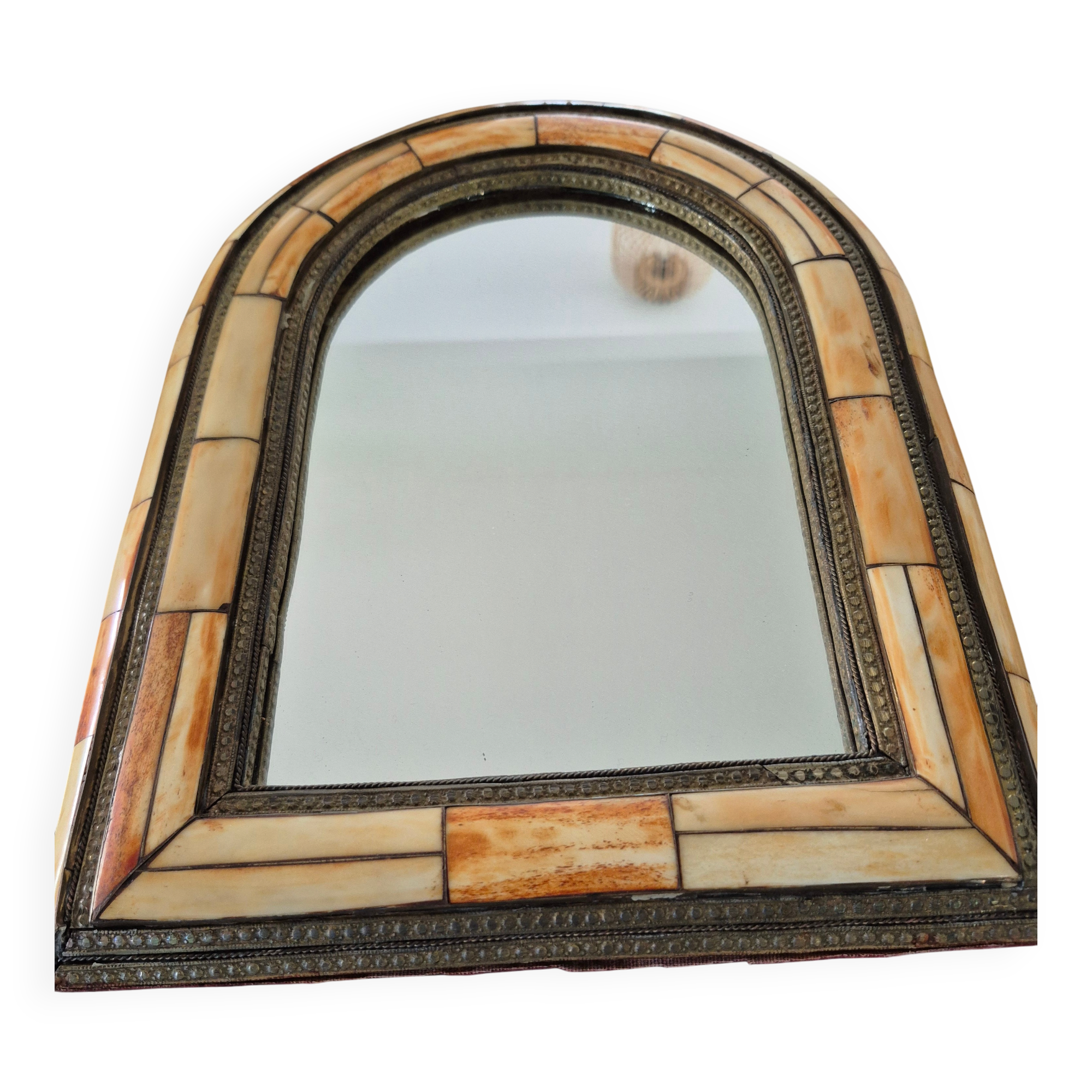 Ancient oriental brass mirror – arch shape