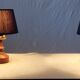 Set of 2 small wooden table or bedside lamps by aka lighting, germany