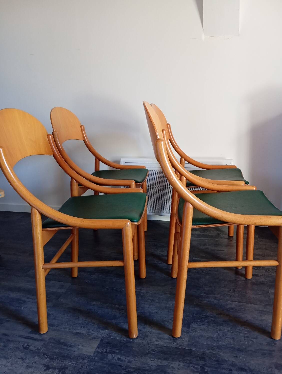 Baumann wood and leatherette chairs