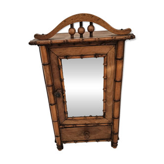 Art Nouveau style bamboo-inspired pitch pine doll's wardrobe – Early 20th century