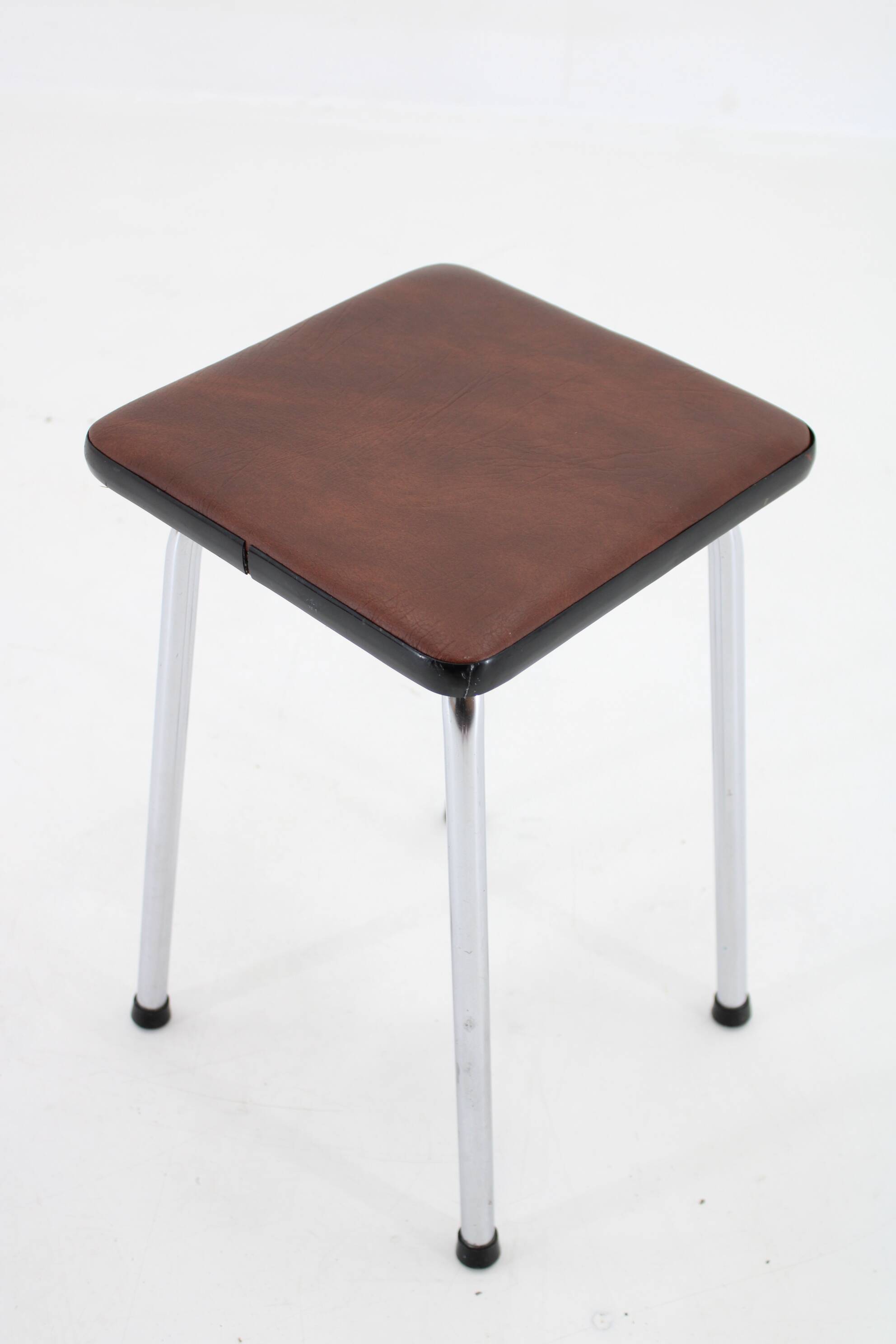 1970s Pair of Stools with Leatherette Upholstery ,Czechoslovakia